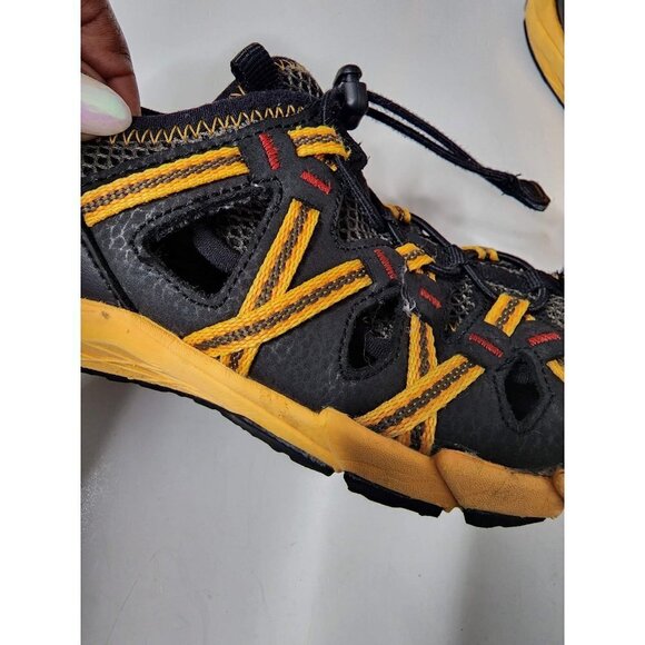 Merrell Boys Hiking Walking Sandal SZ 2M Yellow Black Leather M-Hydro Chp Shan - Picture 4 of 8